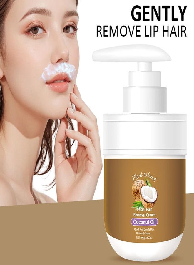 MULPG Facial Hair Removal Cream,Coconut Oil Hair Removal Cream for Women for Upper Lip and Chin,Gentle and Non-irritating Remove Excess Hair (3.52 fl oz) - Image 2